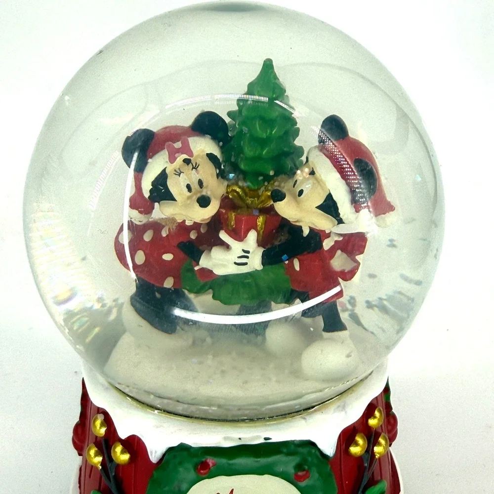 Disney Mickey Minnie Christmas Musical Waterless Snow Globe‎ Jingle Bells